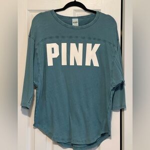 PINK Victoria’s Secret 3/4 Sleeve Blue Washed Light weight Shirt